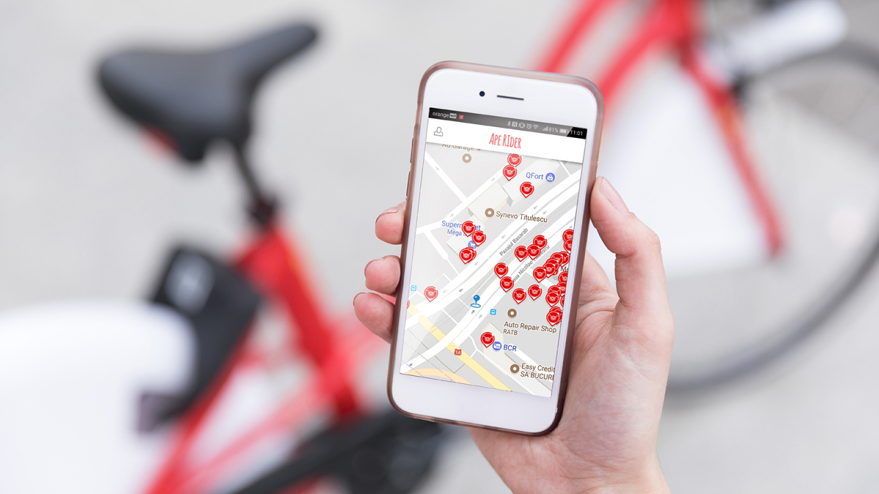 Bike sharing real în București - Ape Rider de la Pegas