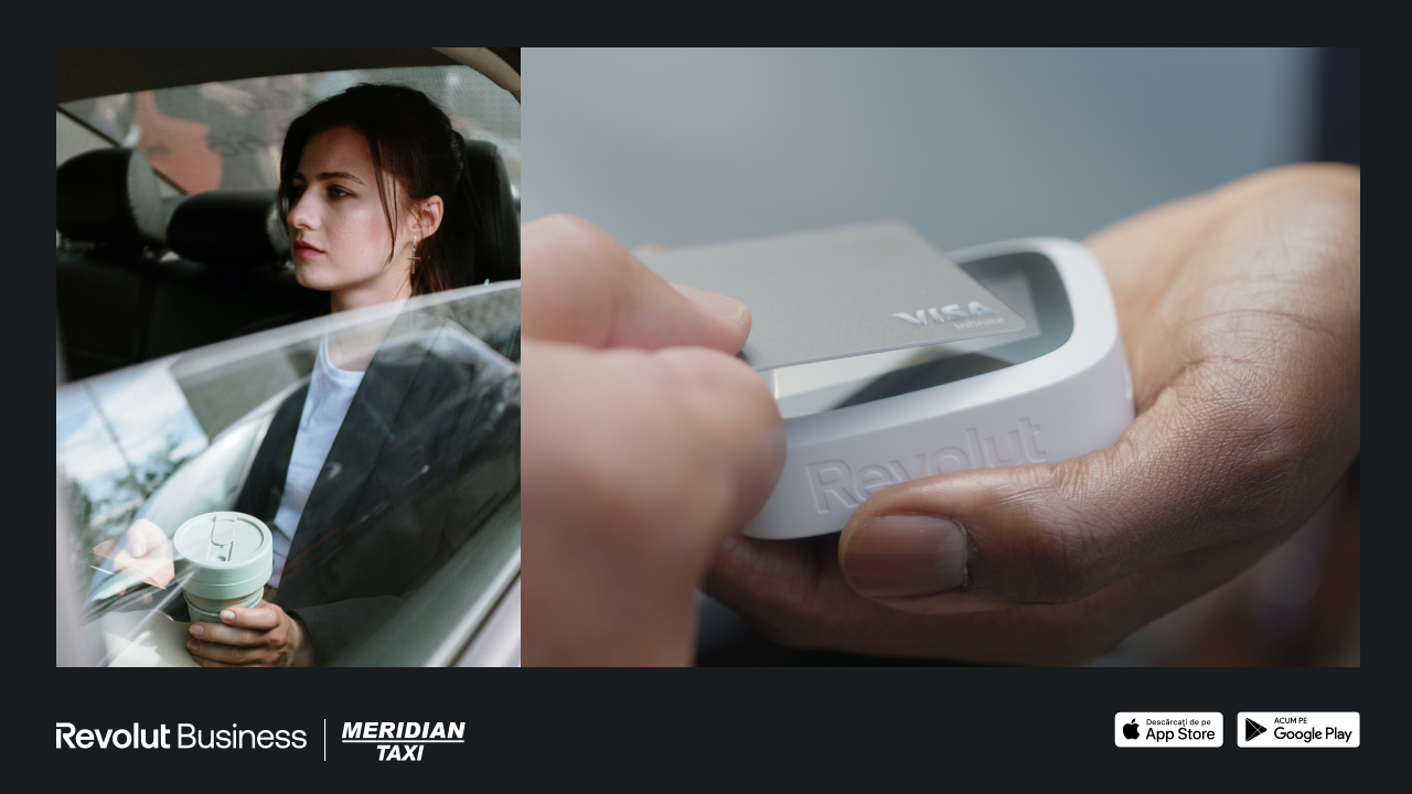 Plată cu cardul în taxi? Parteneriat între Meridian și Revolut Business