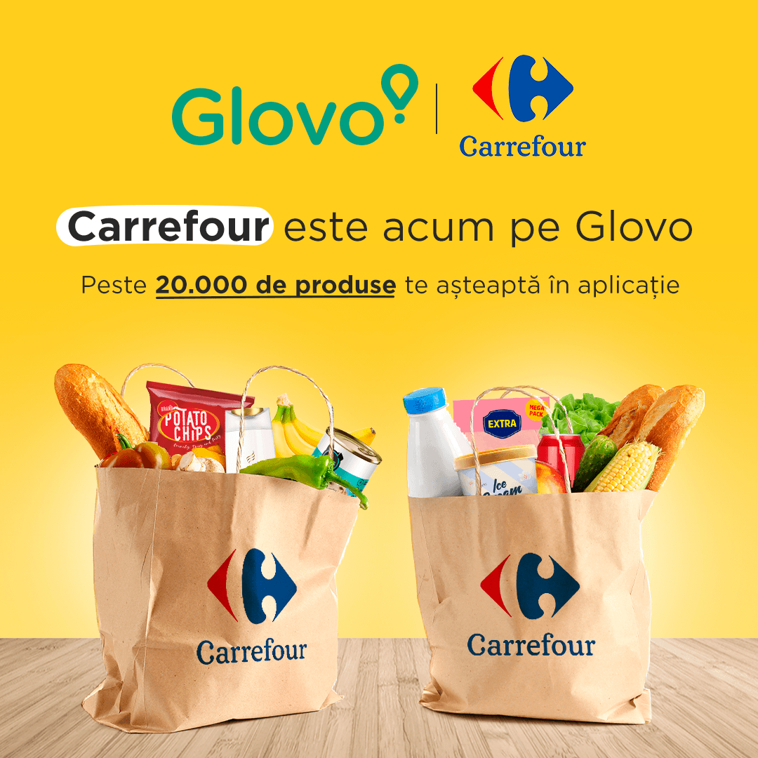 Glovo va livra rapid din hypermarketurile Carrefour în 14 orașe