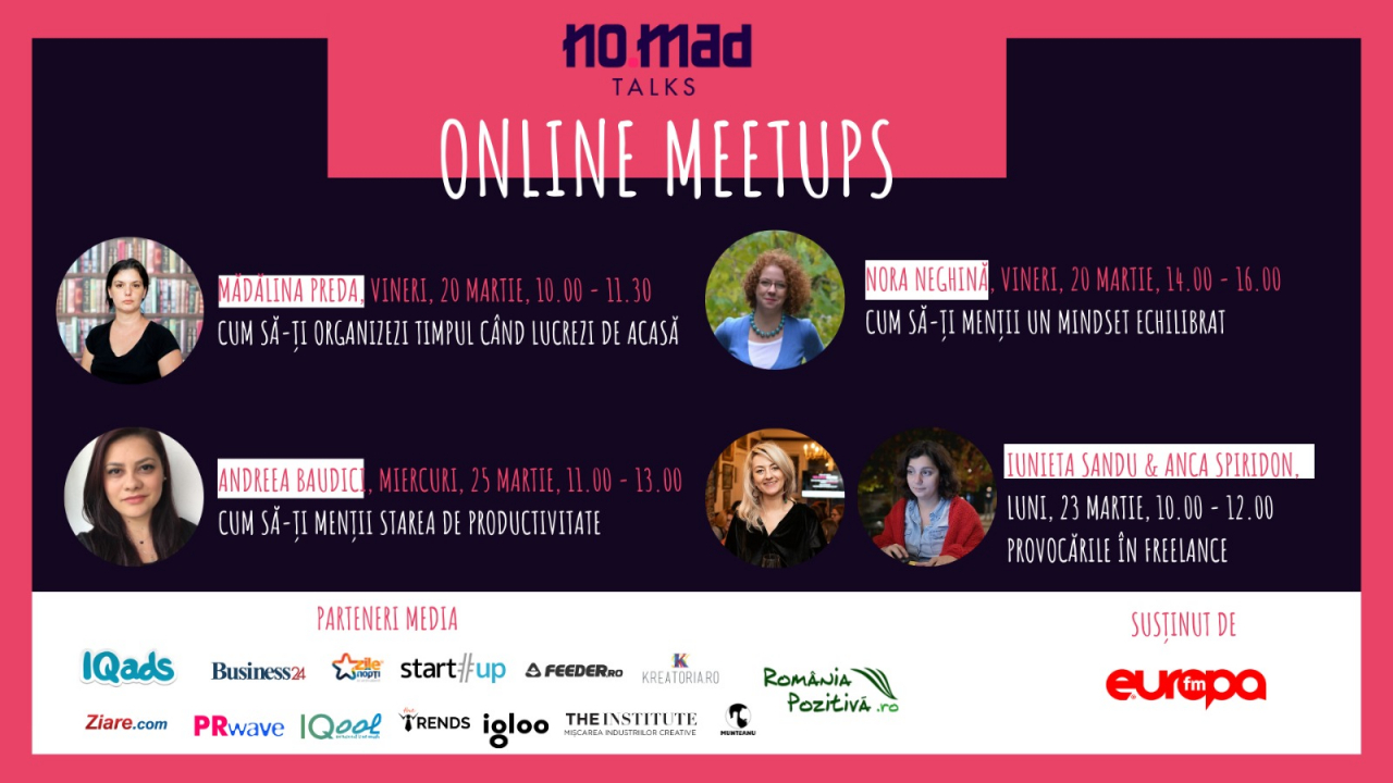 NO.MAD Talks se mută în online: întâlniri digitale pentru freelanceri