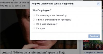 Facebook îți permite să raportezi site-urile despre care crezi că publică informații false (Fake News)