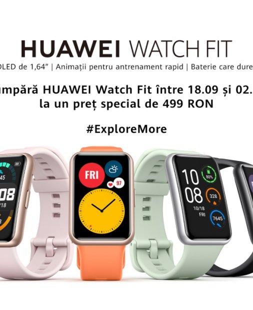 HUAWEI WATCH FIT - cel mai recent smartwatch de fitness, disponibil în România