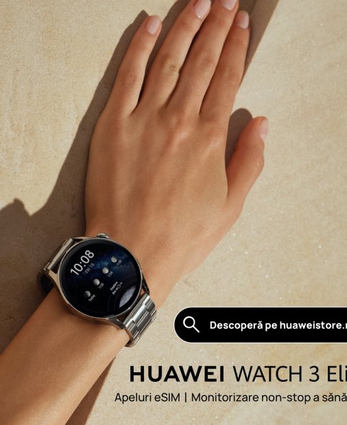 Smartwatch Huawei Watch 3 Elite, la vânzare cu o pereche de căști cadou. Preț