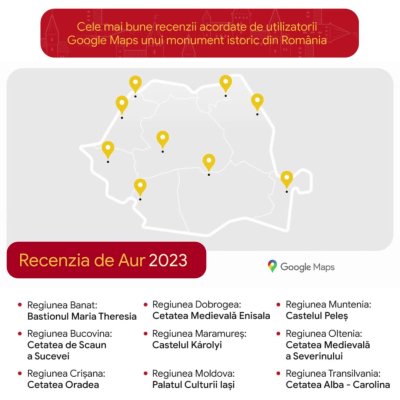 Cele mai populare castele și cetăți din România premiate de Google