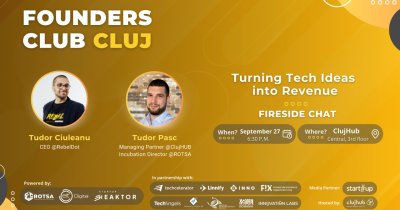 Cum transformi ideile tech în afaceri cu venituri, tema meetup-ului Founders Club Cluj