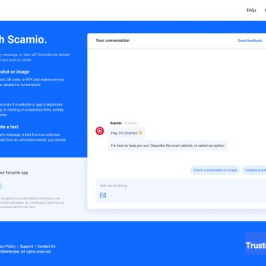 Bitdefender lansează Scamio, chatbot-ul care te protejează de fraudele online