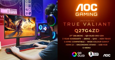 AOC GAMING Q27G4ZD: monitor QD-OLED de generația a 3-a cu 280 Hz și 1000 niți
