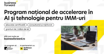 1 milion de lei prin programul Business Forward pentru IMM-uri care vor să implementeze AI în business