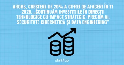 AROBS crește cu 20% în T1 și țintește venituri de 552 mil. lei în 2026 prin AI și expansiunea din SUA