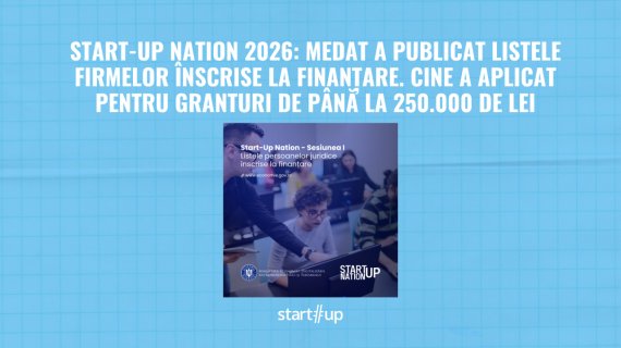 Start-Up Nation 2026: MEDAT a publicat listele firmelor înscrise la finanțare. Cine a aplicat pentru granturi de până la 250.000 de lei
